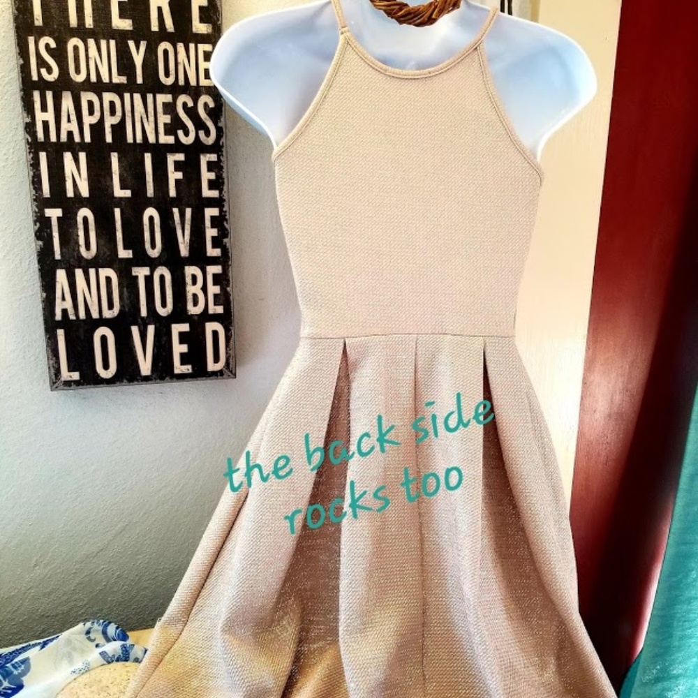 Sexy GOLD GLITZY Mini Skater DRESS ~ Soprano spree - Picture 7 of 8